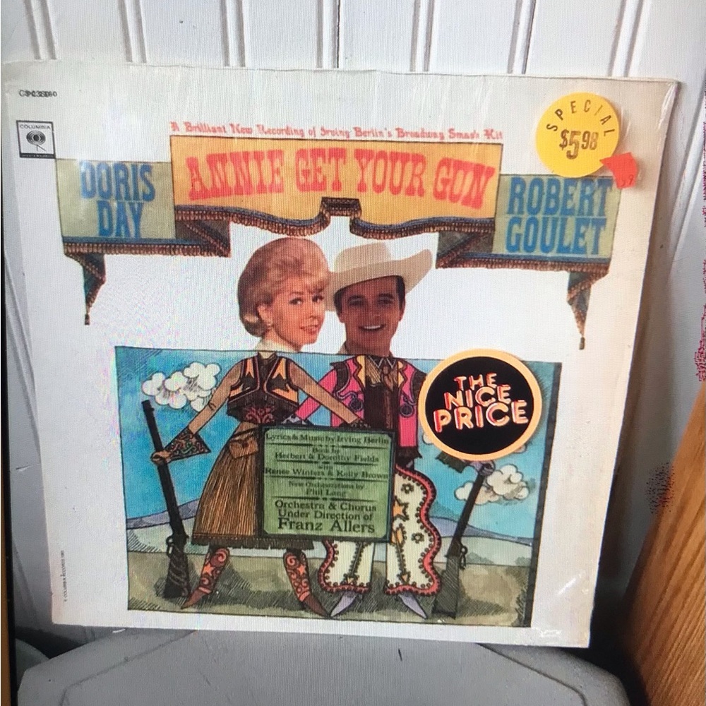 1963 Annie Get Your Gun Vintage Vinyl Record with Colorful Illustration